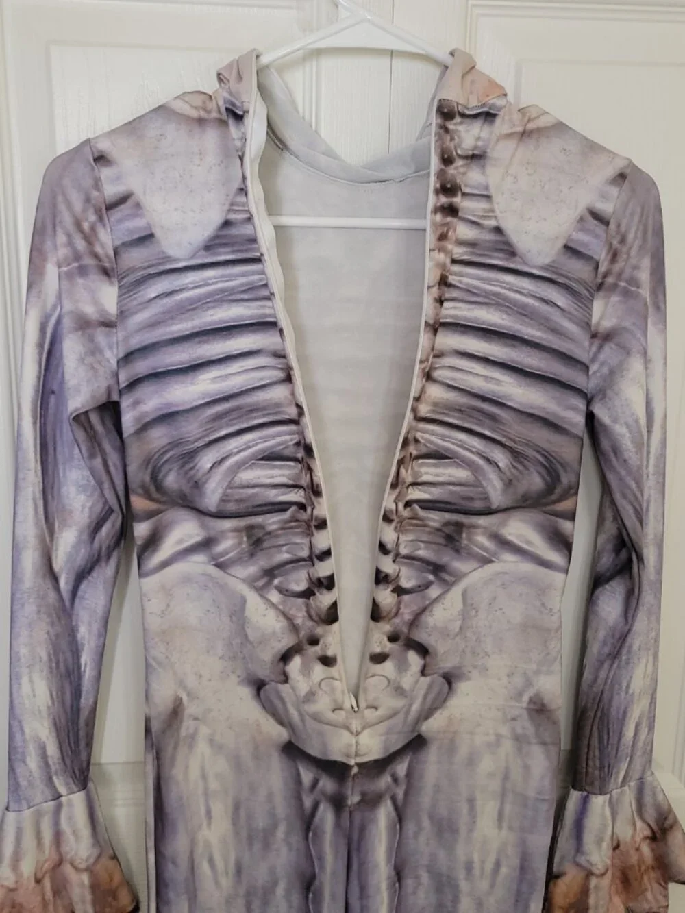 Kids Skeleton Costume Gender Neutral Purple White Size 8 Halloween
